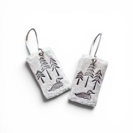 Loon and Pine Tree Earrings